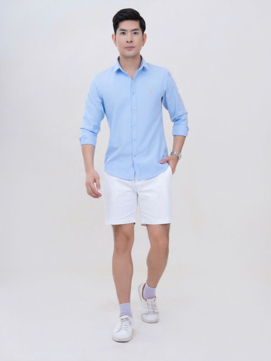 SET QUẦN SHORT KAKI + ÁO SƠMI TRƠN DÀI TAY